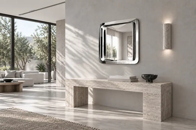 Elli – Square single-sheet mirror, Silver, interior