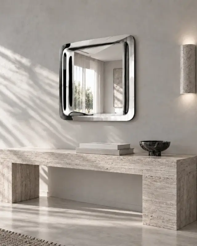 Elli – Square single-sheet mirror, Silver, interior