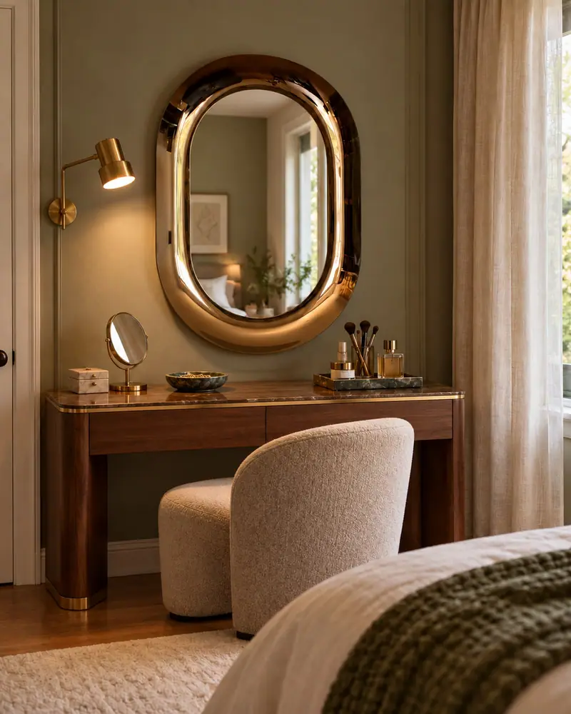 Ellisse – Oval curved-glass mirror, Bronze, interior