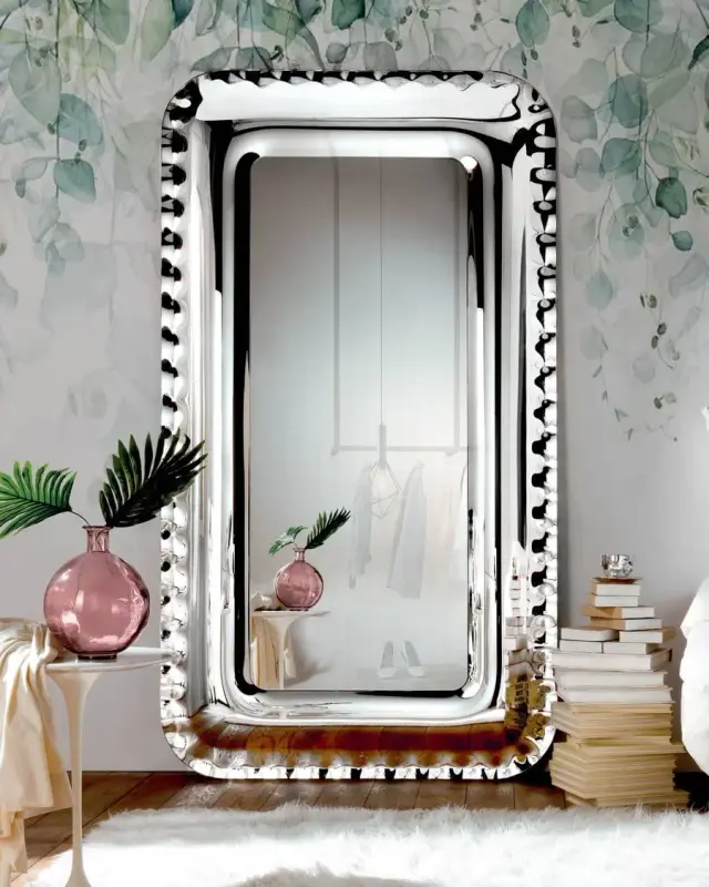 Il Cecco – Grand artistic floor mirror, Silver, interior