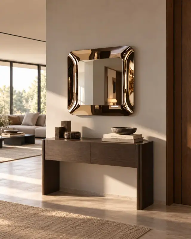 Jackie – Square curved-glass mirror, Bronze, interior