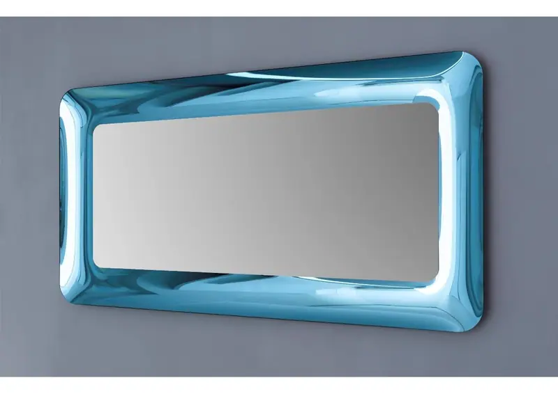Piscina – Rectangular curved-glass mirror, Blue