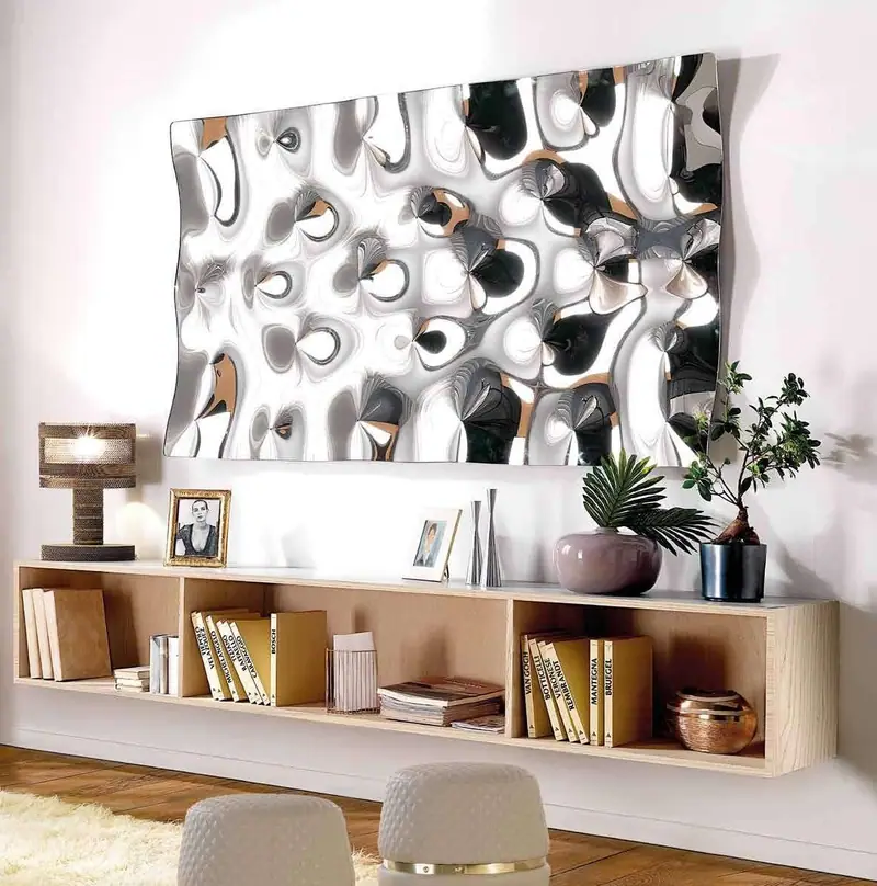 Il Riccio Pannello – Pannello decorativo rettangolare in vetro specchiato, Argento, ambientato