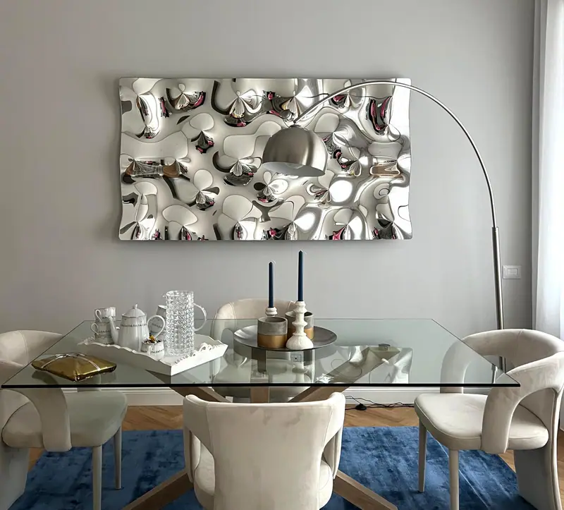 Il Riccio Pannello – Pannello decorativo rettangolare in vetro specchiato, Argento, ambientato