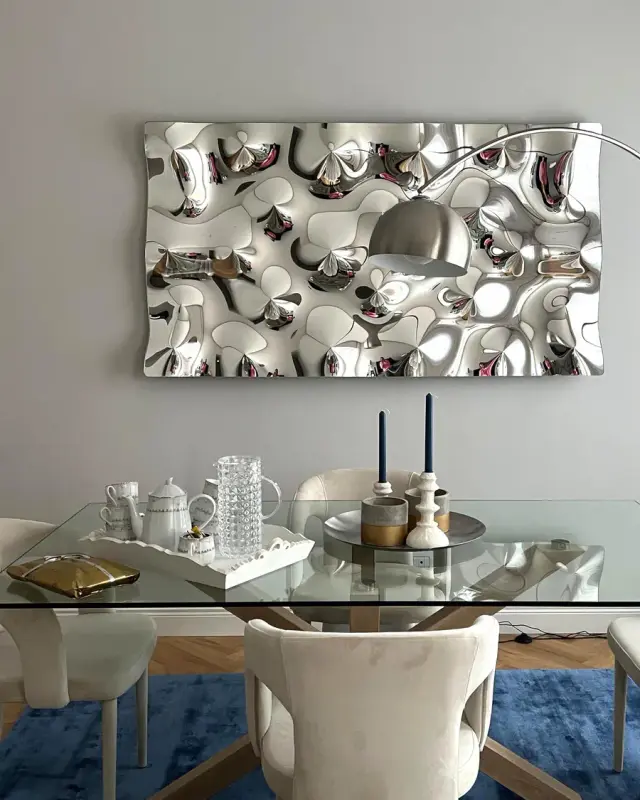 Il Riccio Panel – Rectangular mirrored-glass decorative panel, Silver, interior