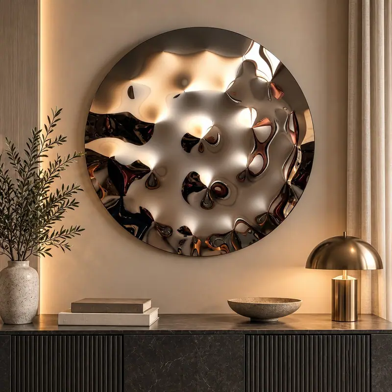 Il Riccio – Round mirrored-glass decorative panel