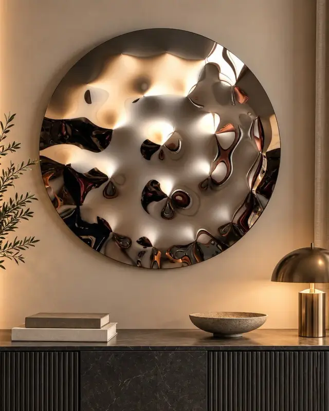 Il Riccio – Round mirrored-glass decorative panel, Bronze, interior
