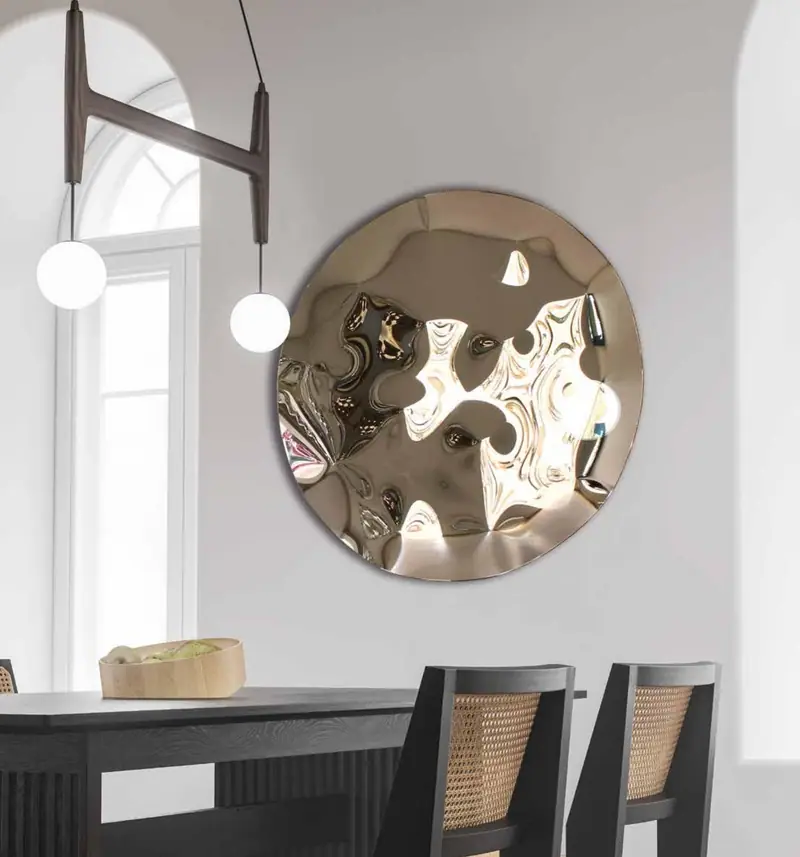 Il Riccio – Round mirrored-glass decorative panel, Bronze, interior