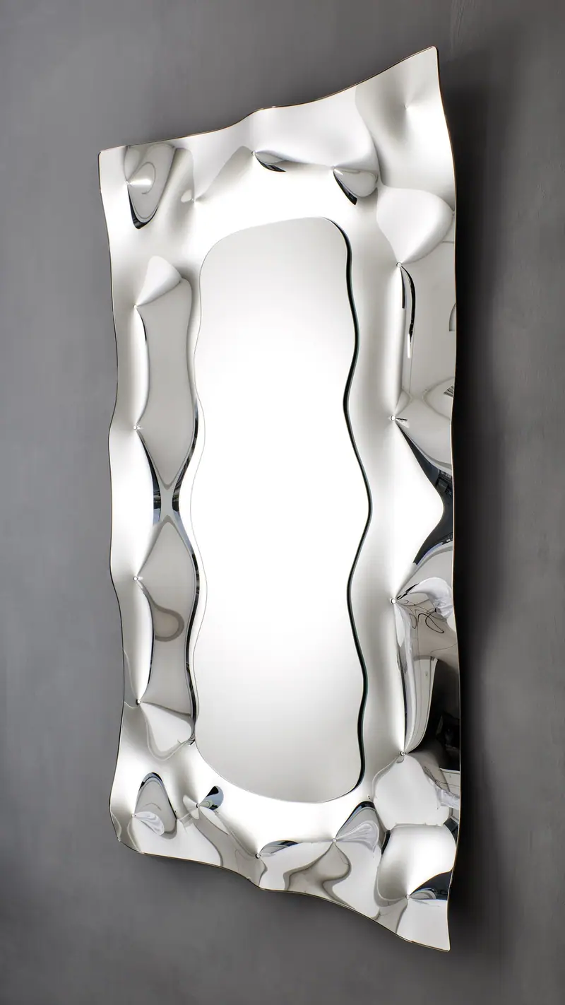 Spikes – Specchio artistico in vetro modellato, Argento