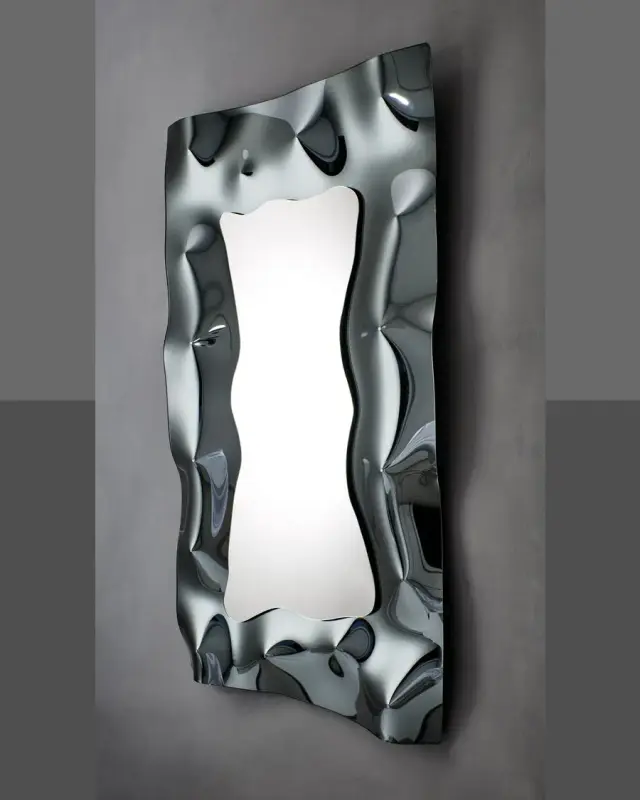 Spikes – Sculpted-glass art mirror, Anthracite black