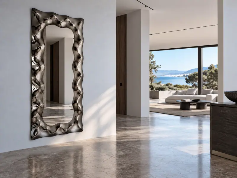 Venus – Specchio artistico con cornice scultorea, Nero antracite, ambientato