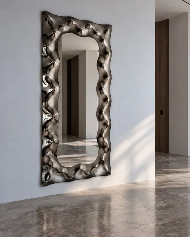 Venus – Art mirror with sculpted frame, Anthracite black, interior